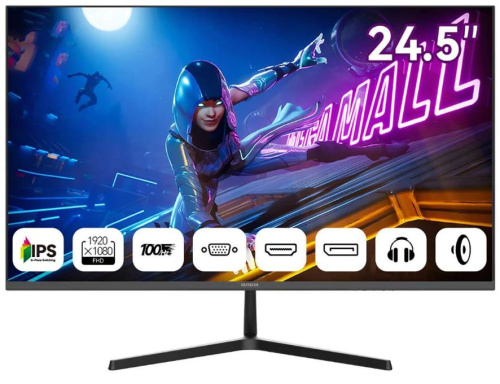 Монитор 24,5" AIWA MD2512 1920x1080, 16:9, IPS, 300 cd/m, 1000:1, 1 ms, 178°/178°, 100Hz, HDMI, VGA, DP, Spk, Black