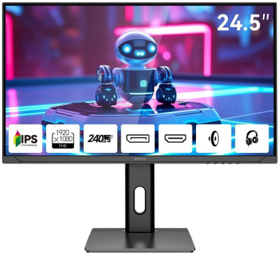 Монитор 24,5" AIWA MD2510 1920x1080, 16:9, IPS, 350 cd/m, 1000:1, 1 ms, 178°/178°, 240Hz, 2*HDMI, 2*DP, Spk, Pivot, Black