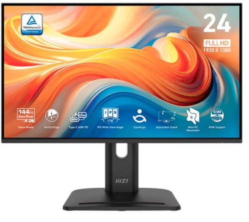 Монитор 23,8" MSI PRO MP245PHG E14 9S6-3PE69M-014 1920x1080, 16:9, IPS, 300cd/m, 1500:1, 100M:1, 178°/178°, HDMI, DP, USB-C, 2*USB-A, USB-B, 144Hz, Sp