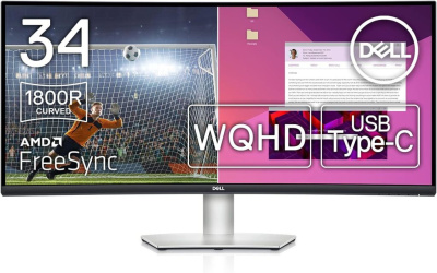 Монитор 34" Dell S3423DWC 210-BEJE 3440x1440 LED, 21:9, VA, 300cd, 3000:1, 4ms(GTG), 178/178, DP,2*HDMI, USB Type-C, audio, 100Hz, Speakers, curved 18