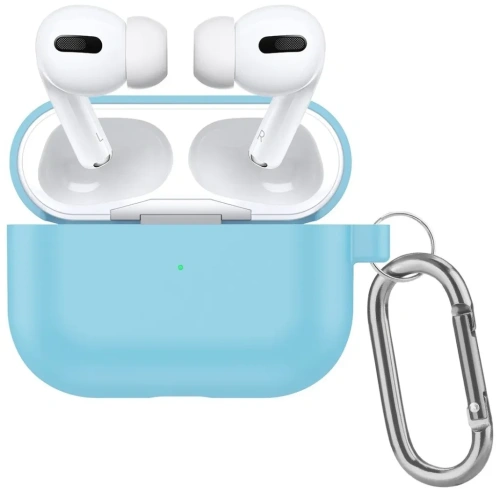 Чехол Protective Case для AirPods Pro 2 силиконовый с карабином (голубой)