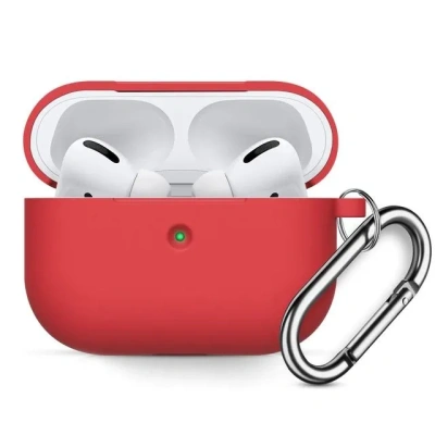 Чехол Protective Case для AirPods Pro 2 силиконовый с карабином (красный)