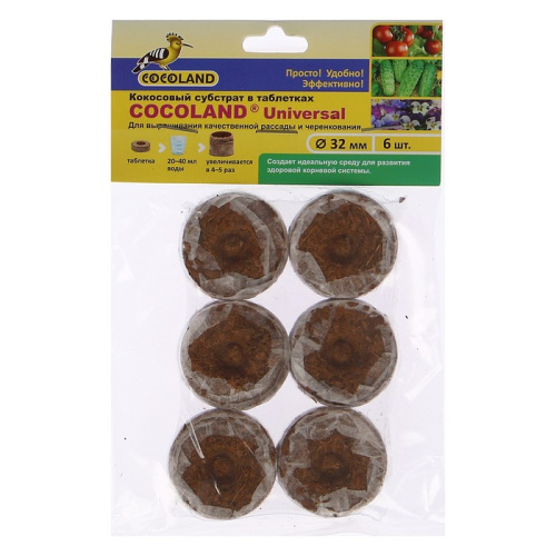 Субстрат кокосовый d 32 мм уп. 6 шт