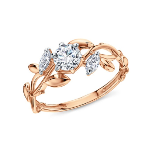 Золотое кольцо с фианитами