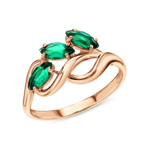 Золотое кольцо с изумрудами гидротермальными