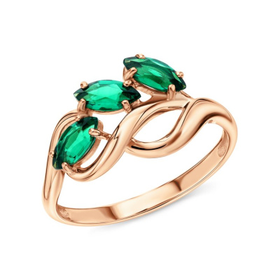 Золотое кольцо с изумрудами гидротермальными