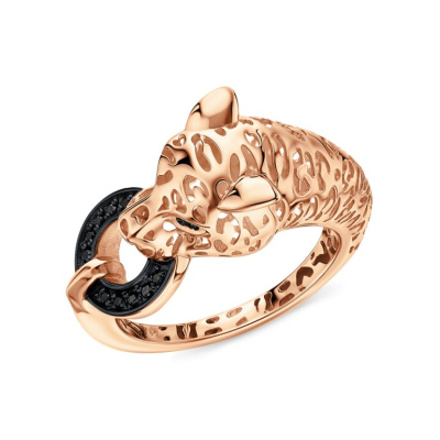 Золотое кольцо с бриллиантами чёрными природными