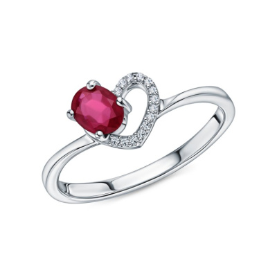 Серебряное кольцо с фианитами и рубинами природными