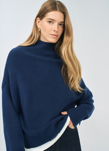 Свитер из мягкой пряжи с шерстью, Синий