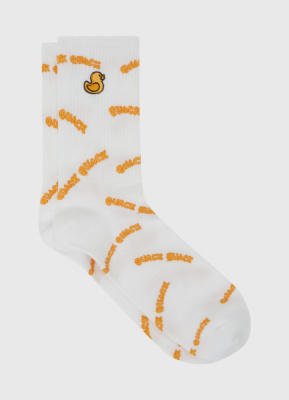 Носки в рубчик с вышивкой, Белый