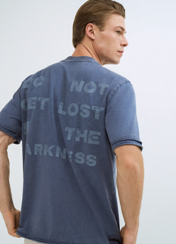 Футболка с текстовым принтом, Синий