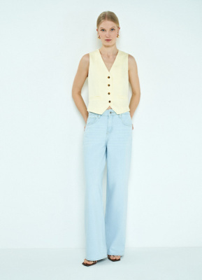 Прямые джинсы со средней посадкой, Голубой