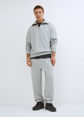 Свитшот с воротником-стойкой на молнии, Серый