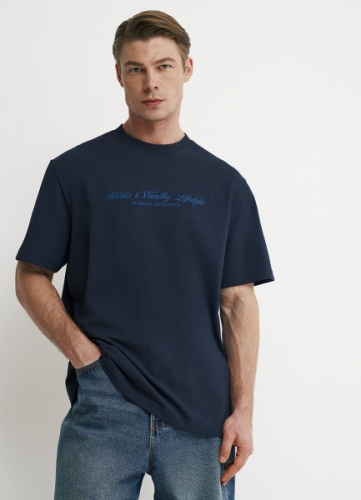 Футболка с вышивкой, Синий