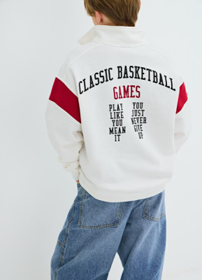 Свитшот с воротником-стойкой для мальчиков, Бежевый