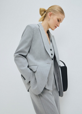 Однобортный жакет из поливискозы, Серый