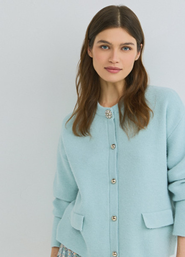 Кардиган из мягкой пряжи, Зеленый