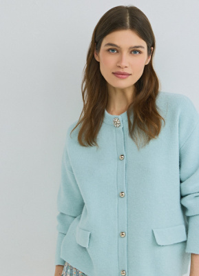 Кардиган из мягкой пряжи, Зеленый