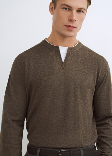 Джемпер с V-вырезом, Коричневый