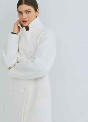 Длинное фактурное пальто, Бежевый