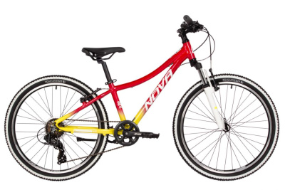 Подростковый велосипед Novatrack Katrina 24 V-Brake, год 2025, цвет Красный-Желтый, ростовка 12