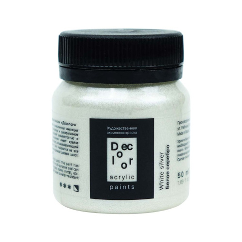 Акрил ТАИР "Деколор" 50 мл, Белое серебро