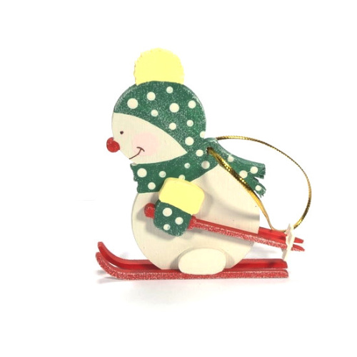 Игрушка деревянная "IDH Center" Снеговик в шапочке 6029