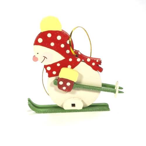 Игрушка деревянная "IDH Center" Снеговик в шапочке 3020