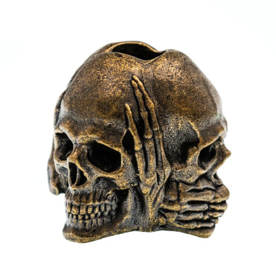 Бусина для темляка "Три черепа", латунь