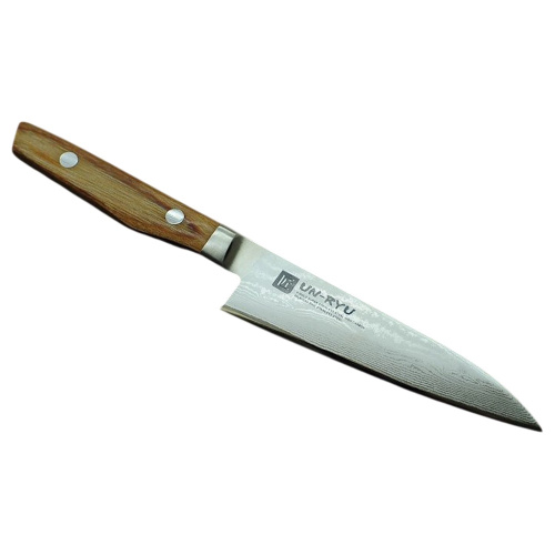 Кухонный нож овощной Shimomura, сталь VG-10 Damascus, рукоять pakka wood