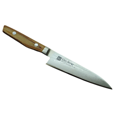 Кухонный нож овощной Shimomura, сталь VG-10 Damascus, рукоять pakka wood