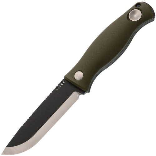 Туристический нож Kizer Polaris, сталь 1095, рукоять G10, зеленый/черный