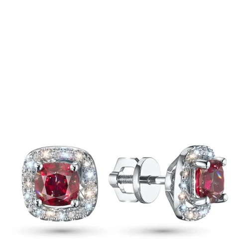 Пусеты из белого золота с рубинами э4780пс10220616