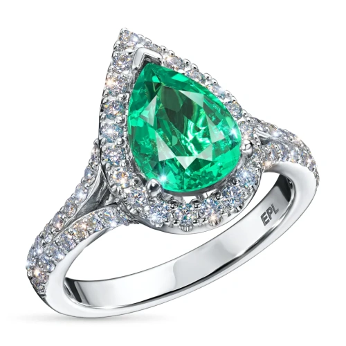 Кольцо из белого золота с изумрудом э4767кц08220602