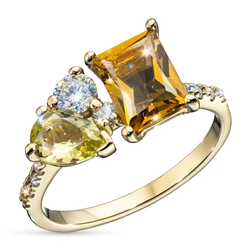 Кольцо из желтого золота с и цитринами э0373кц06250360_white