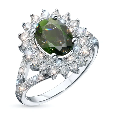 Кольцо из белого золота с хромдиопсидом э4754кц08220453