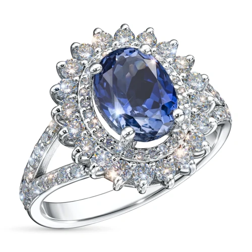 Кольцо из белого золота с сапфиром э4758кц08220453