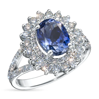 Кольцо из белого золота с сапфиром э4758кц08220453