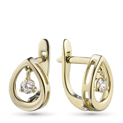 Серьги из желтого золота с бриллиантами э0301сг08173400