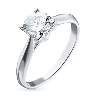 Классическое кольцо из белого золота с бриллиантом э4001кц10173100