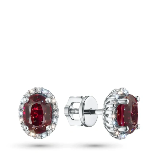 Пусеты из белого золота с рубинами э4780пс11210402