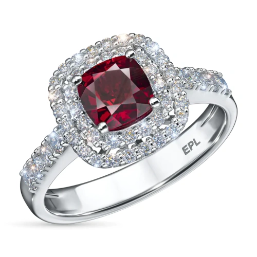 Кольцо из белого золота с рубином э4780кц11220358