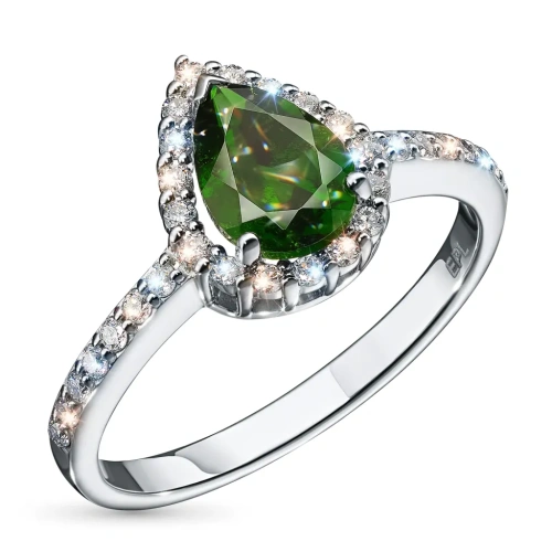 Кольцо из белого золота с хромдиопсидом э4754кц11220451