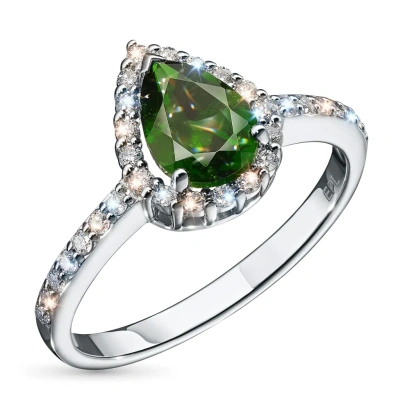 Кольцо из белого золота с хромдиопсидом э4754кц11220451