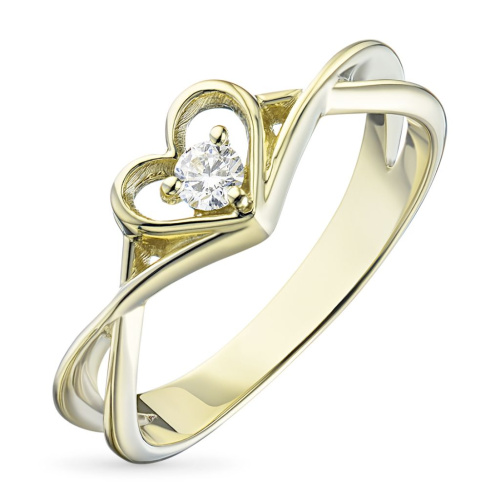 Классическое кольцо из желтого золота с бриллиантом э0301кц04200817