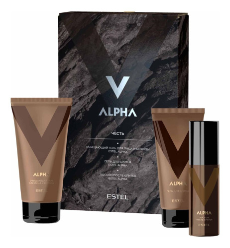 Набор Alpha Честь (очищающий гель для лица и бороды 150мл + гель для бритья 100мл + лосьон после бритья 100мл)
