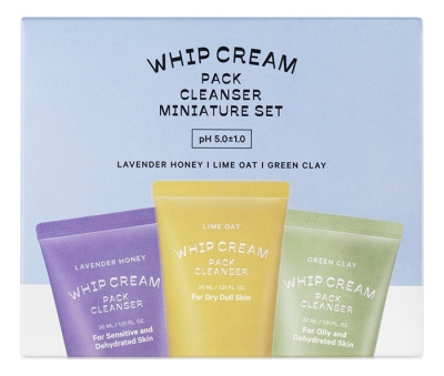 Набор пенок для умывания Whip Cream Pack 3*30мл (Green Clay + Lime Oat + Lavender Honey)