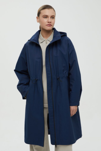 Плащ со съемным капюшоном и поясом на кулиске