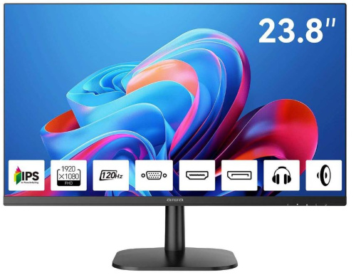 Монитор 23,8" AIWA MF2410 1920x1080, 16:9, IPS, 300 cd/m, 1000:1, 4 ms, 178°/178°, 120Hz, HDMI, VGA, DP, Spk, Black