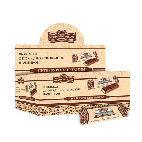 Шоколад Петербургские тайны с помадно-сливочной начинкой, Кондитерская фабрика им. Самойловой, 50 гр.
